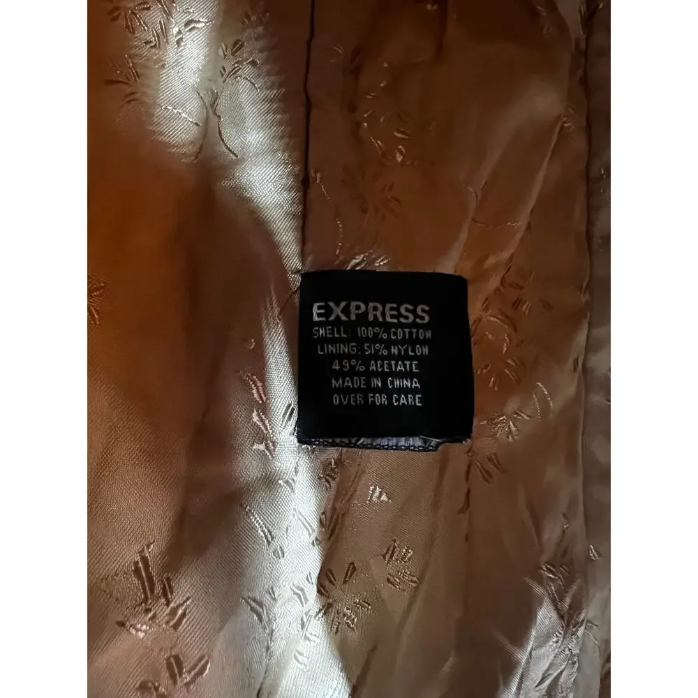 Express Jacket Womens Mustard Yellow Tan Funnel Neck Corduroy Size 7 8‎